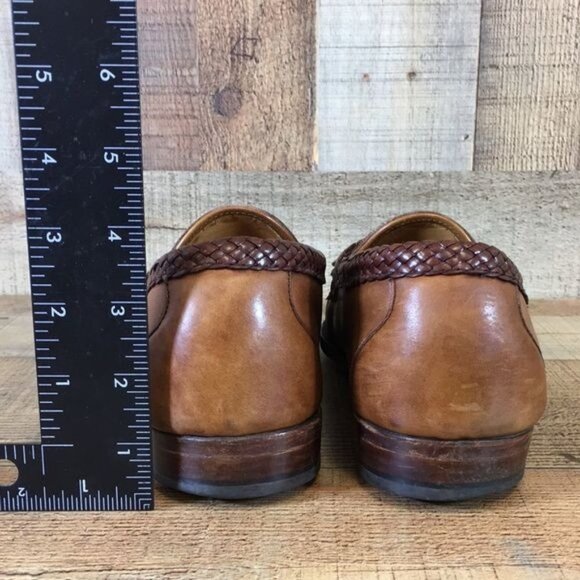 Allen‎ Edmonds Brown Leather Meghan Kiltie Buckle Loafers Men\'s 10.5 C VTG 80s